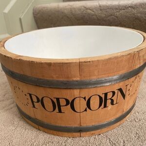 Vintage Spaulding & Frost Co. Large Wooden Popcorn Barrel Bowl Dish Bucket